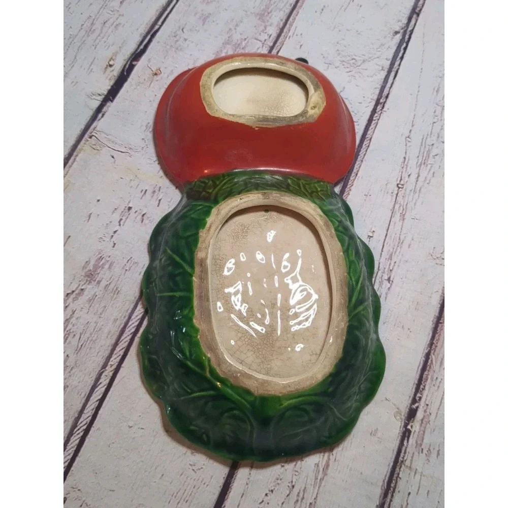 Vintage MAJOLICA Pottery Cabbage Leaf &‎ Tomato Serving Dish